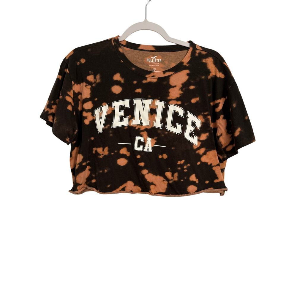 Hollister Women's L Y2K Grunge Venice California Tie Dye Raw Crop Graphic TShirt